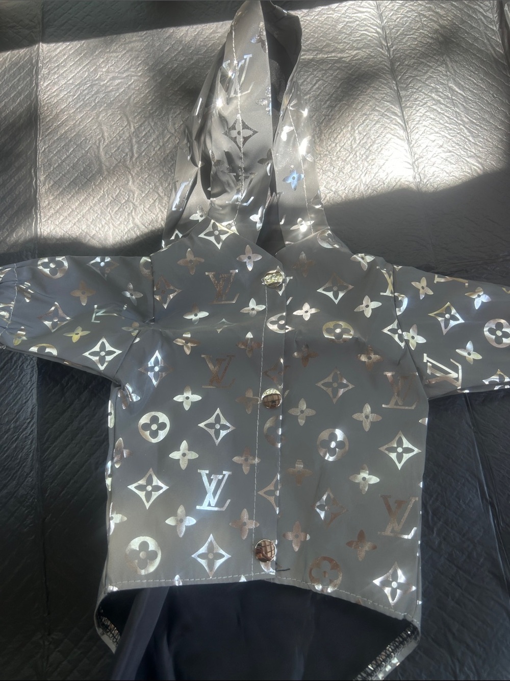 Designer inspired small dog raincoat. Gorgeous. Never worn.